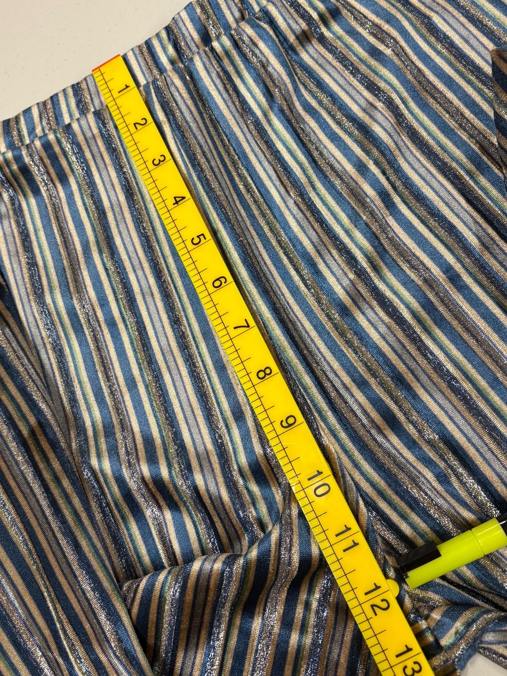 Natural Life Striped Flare Pant Retro 70s Bell Bottom Velour Boho Metallic Large - Picture 7 of 11